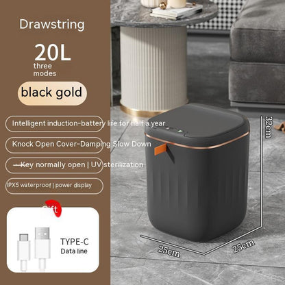 Smart Sensor Trash Can with Lid – Auto Open, UV Sterilization & Odor Control