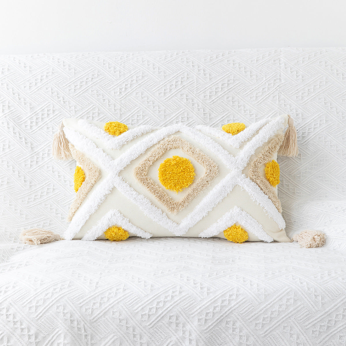 Bohemian Geometric Tufted Pillowcase – Decorative Cushion Cover for Sofa & Home Decor