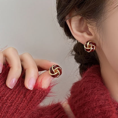 Retro Block Copper Earrings – Simple Versatile Jewelry for Women
