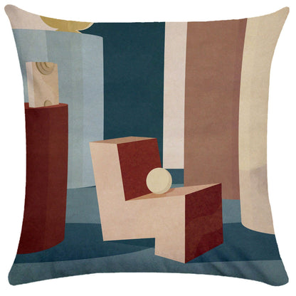 Geometric Building Print Pillowcase – Architectural Decorative Cushion Cover for Sofa & Home