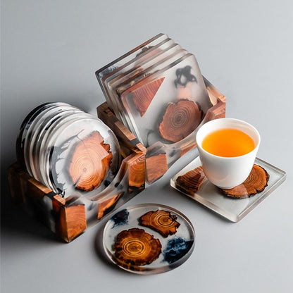 Resin Pine Coaster Set – Insulated Teacup & Mug Coaster