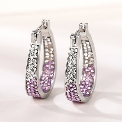 Colorful Diamond Ear Clip Earrings – Affordable Luxury Alloy Jewelry for Women