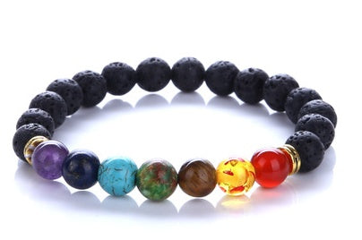 Chakra Energy Yoga Bracelet – Colorful Natural Stone Beads 8mm