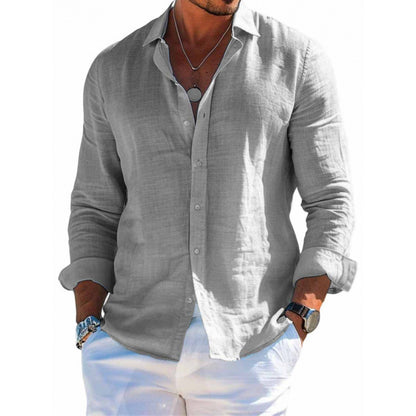 Men's Long Sleeve Casual Shirt – Loose Lapel Button-Up Plus Size