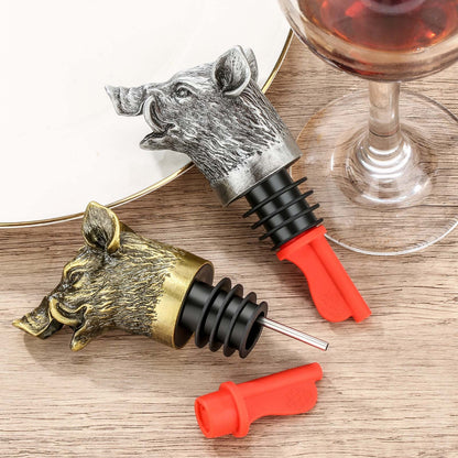 Wild Boar Head Wine Pourer & Bottle Stopper – Vacuum Sealing Wine Spout for Cocktails & Whiskey