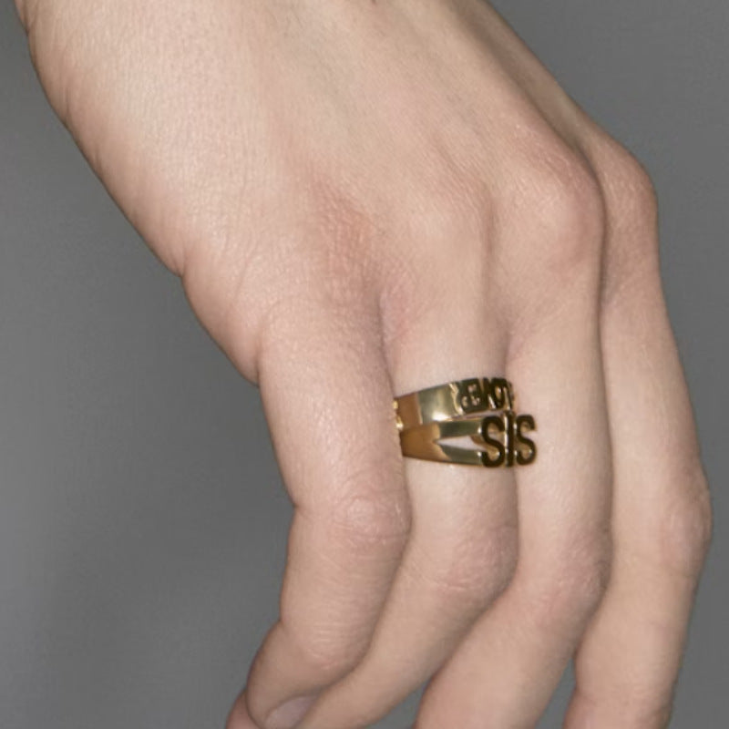 18K Gold Plated Letter Seal Titanium Steel Ring – Fashion Jewelry