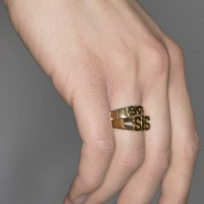 18K Gold Plated Letter Seal Titanium Steel Ring – Fashion Jewelry