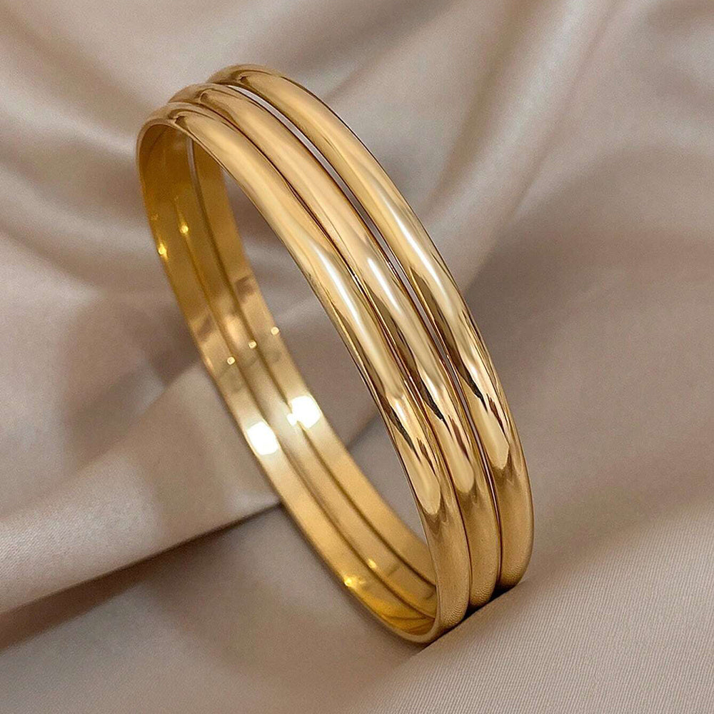 18K Gold-Plated Copper Circle Bracelet – Minimalist Elegant Jewelry for Women