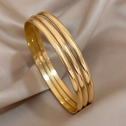 18K Gold-Plated Copper Circle Bracelet – Minimalist Elegant Jewelry for Women