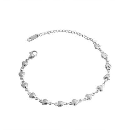 Heart Chain Stainless Steel Bracelet – Elegant Love Jewelry for Women