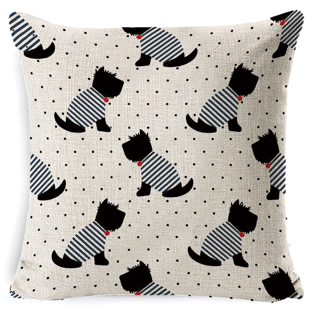 Vintage Dog Print Cotton Pillow Case 45x45CM – Cute Cushion Cover for Sofa & Home