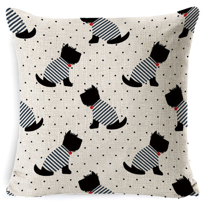Vintage Dog Print Cotton Pillow Case 45x45CM – Cute Cushion Cover for Sofa & Home