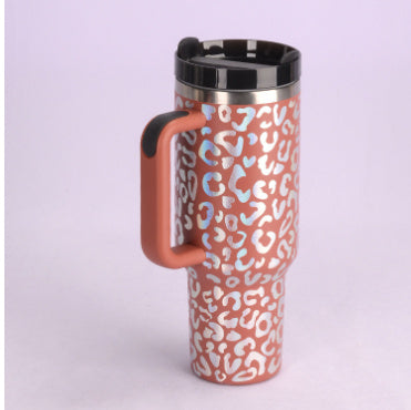 40 Oz Insulated Tumbler with Handle & Straw – Stainless Steel Vacuum Cup