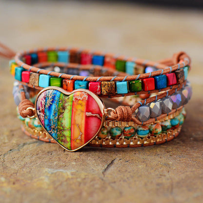 Natural Agate Hand-Woven Bracelet – Heart Shape Spiritual Jewelry for Women & Men