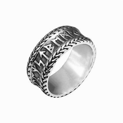 Vintage Viking Letter Titanium Steel Ring – Norse Jewelry