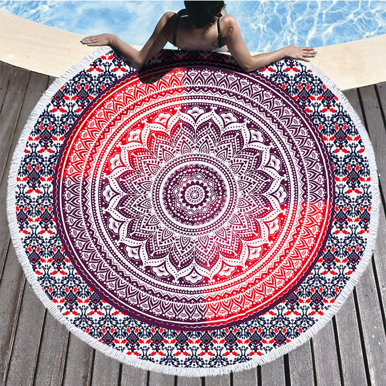 Printed Round Beach Towel – Large Microfiber Towel 150cm