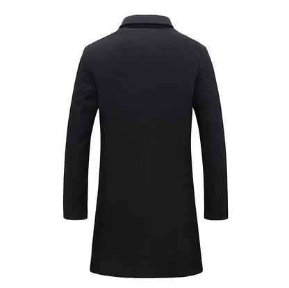 Men's Winter Trench Coat – Lapel Single Breasted Jacket with Pockets