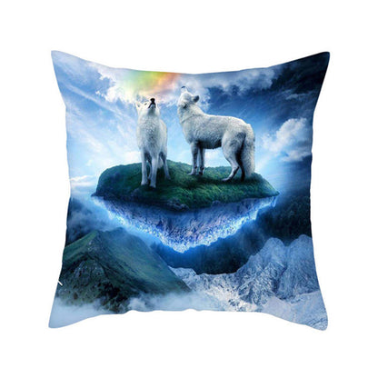 3D Fluorescent Wolf Polyester Pillowcase – Home Decoration Cushion Cover (No Pillow Core)