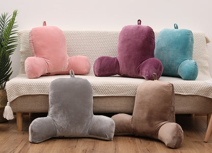 PP Cotton Plush Back Pillow with Armrests 55x35x20cm – Lumbar Support Cushion for Bed, Sofa, Car & Office