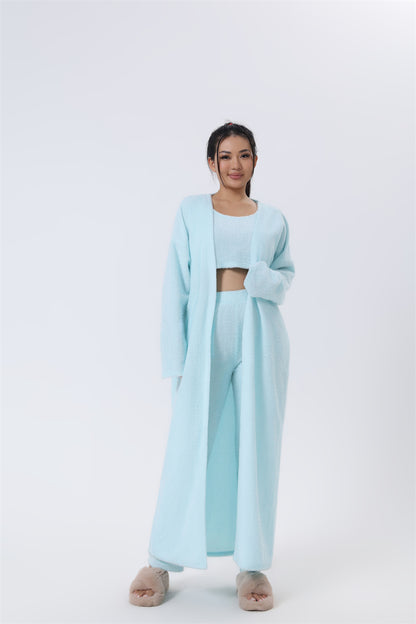 Cozy 3 Piece Pajama Lounge Set – Soft Fluffy Loungewear for Women