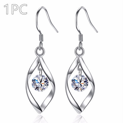 Platinum Zircon Copper Earrings – Electroplated White Gold Jewelry for Women