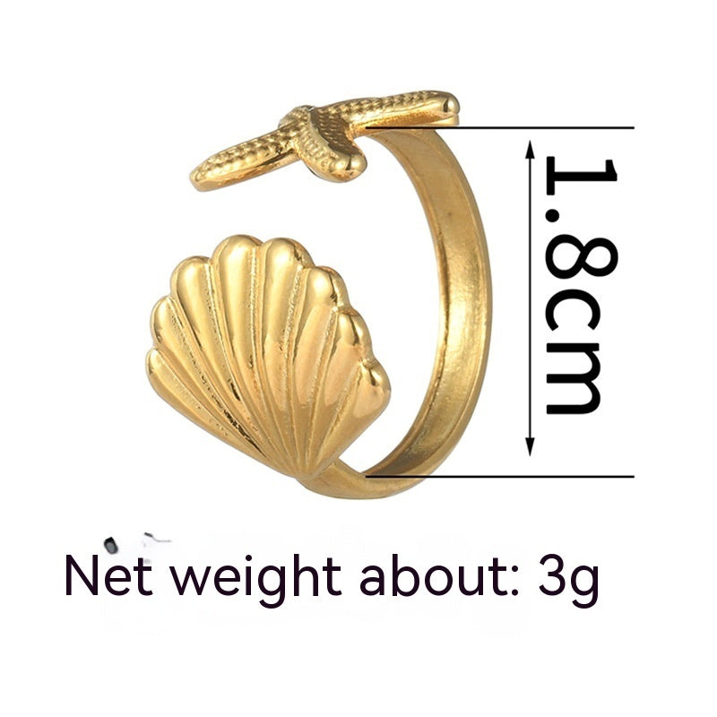 Titanium Steel Shell Ring – Unique Design Fashion Jewelry for Women