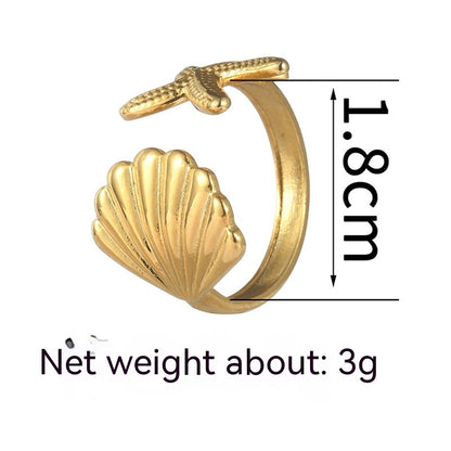 Titanium Steel Shell Ring – Unique Design Fashion Jewelry for Women