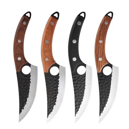 Stainless Steel Hand Hammered Boning Knife – Household Kitchen Knife with Wood Handle