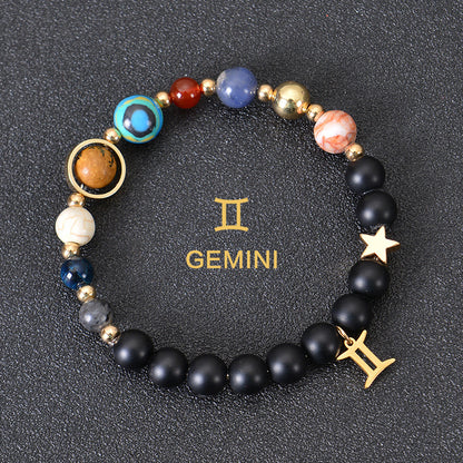 Eight Planets Zodiac Bracelet – Frosted Natural Stone Beads for All 12 Signs