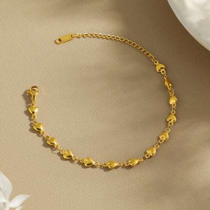 Heart Chain Stainless Steel Bracelet – Elegant Love Jewelry for Women