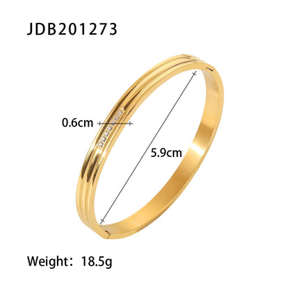Gold-Plated Stainless Steel Bracelet with Zirconia – Trendy Women’s Jewelry