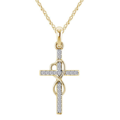 Cross Necklace with Diamond Pendant – Gold, Rose Gold & Silver
