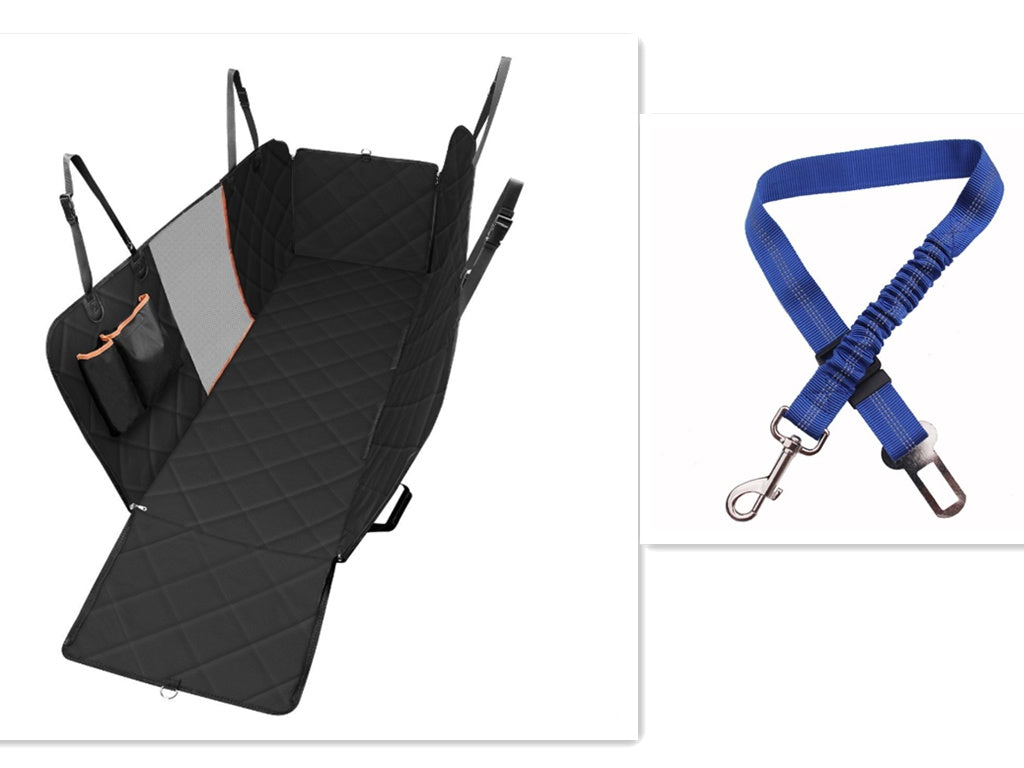 Dog Car Seat Cover – Mesh Hammock with Zipper, Safety Belt & Waterproof Protection