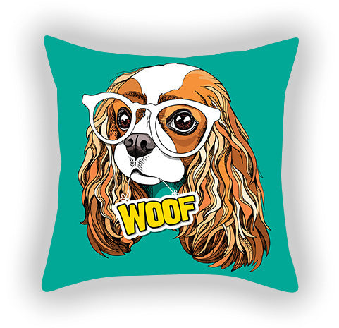 Blue Series Pet Dog Print Pillow Cover – Sofa, Balcony & Car Cushion Case for Dog Lovers