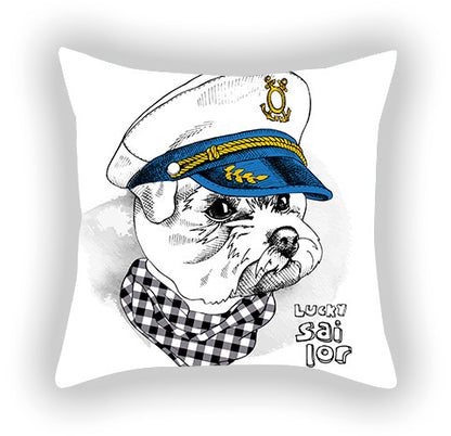 Blue Series Pet Dog Print Pillow Cover – Sofa, Balcony & Car Cushion Case for Dog Lovers