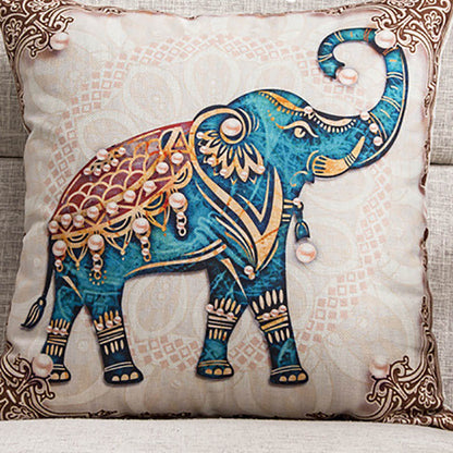 Elephant Print Pillow Cushion Cover – Decorative Animal Pillowcase for Sofa & Home