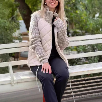 Women's Winter Stand Collar Knitted Jacket with Pockets & Zipper