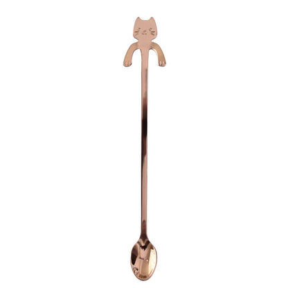 304 Stainless Steel Cartoon Cat Handle Coffee Spoon – Cute Hanging Teaspoon