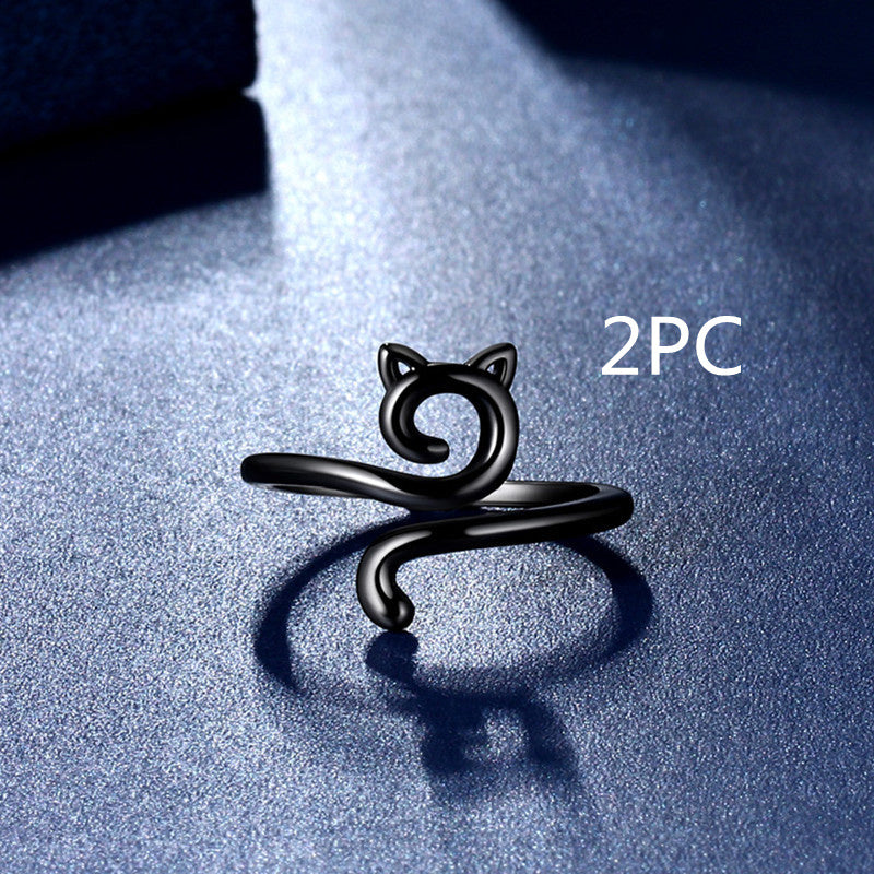 Adjustable Cat Knitted Ring – Cute Animal Jewelry for Women