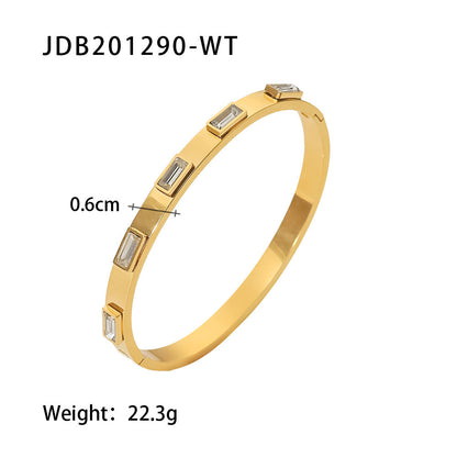 Gold-Plated Stainless Steel Bracelet with Zirconia – Trendy Women’s Jewelry