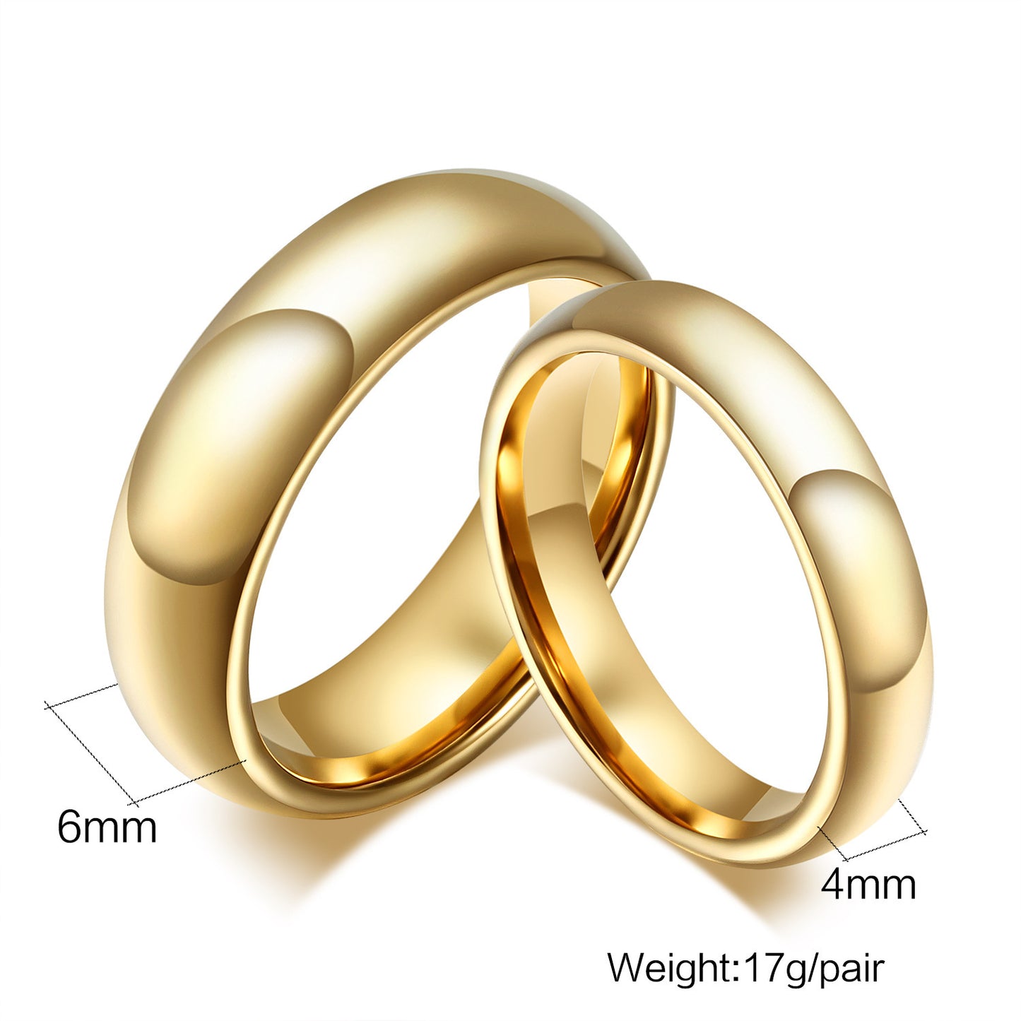 Glossy Tungsten Steel Couple Rings – Plain Band for Men & Women