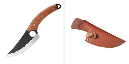 Stainless Steel Hand Hammered Boning Knife – Household Kitchen Knife with Wood Handle