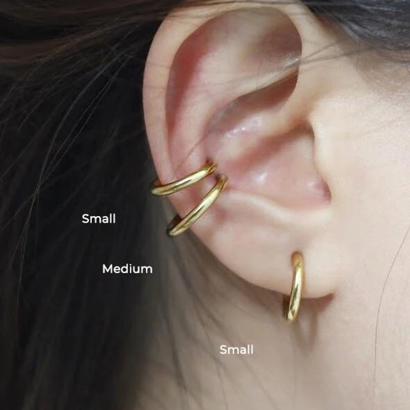 Titanium Steel No-Piercing Ear Clip – Gold & Silver Hoop Earrings for Women