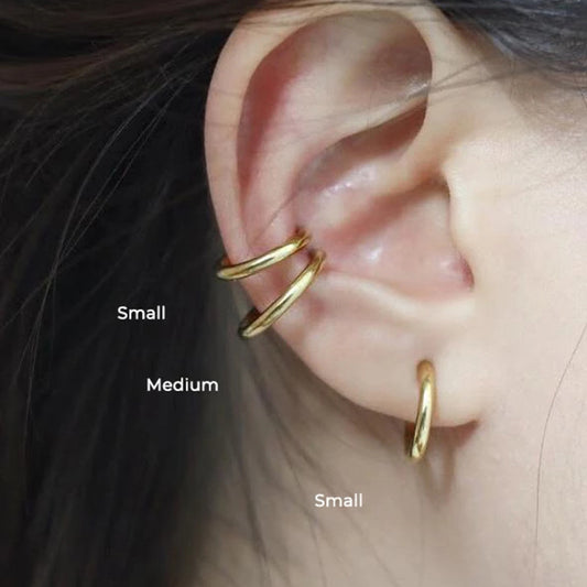 Titanium Steel No-Piercing Ear Clip – Gold & Silver Hoop Earrings for Women