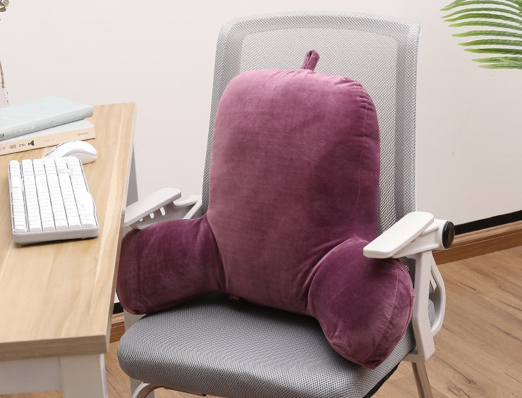 PP Cotton Plush Back Pillow with Armrests 55x35x20cm – Lumbar Support Cushion for Bed, Sofa, Car & Office