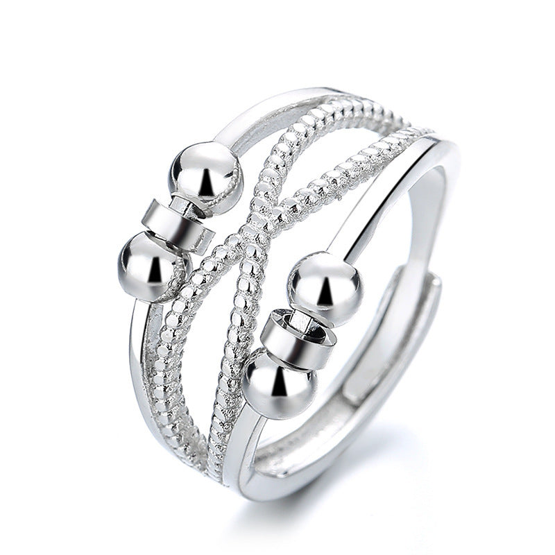 Rotatable Double-Layer Hollow Anxiety Relief Ring – Open Design for Women