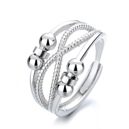Rotatable Double-Layer Hollow Anxiety Relief Ring – Open Design for Women