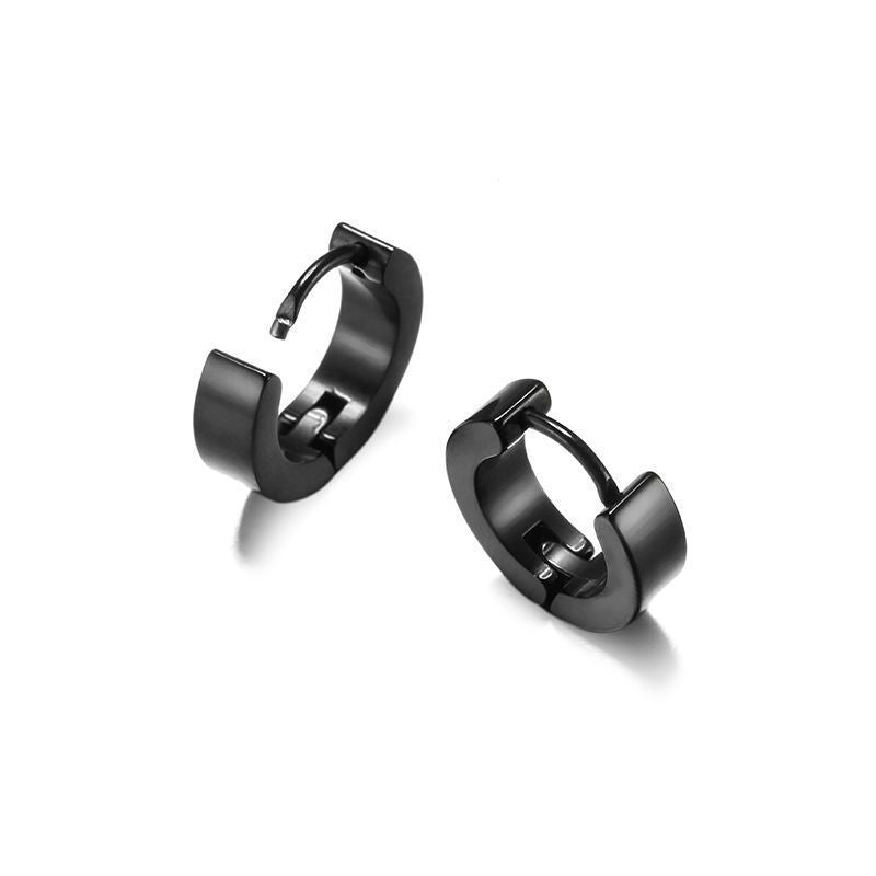 Simple Stainless Steel Hoop Earrings – Electroplated 4×9mm Jewelry for Women