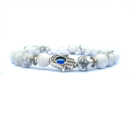 Evil Eye Natural Stone Bracelet – Handmade Electroplated Bead Bracelet