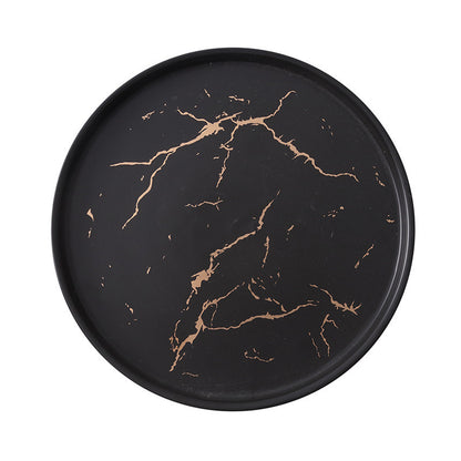 Nordic Style Marble Ceramic Plate – Household Elegant Dining Dish